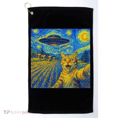 Alien Invasion Starry Night Cool Cat Lovers Gift Idea Golf Towel