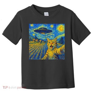 Alien Invasion Starry Night Cool Cat Lovers Gift Idea Toddler T-Shirt