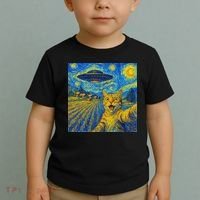 Alien Invasion Starry Night Cool Cat Lovers Gift Idea Toddler T-Shirt thumb 2