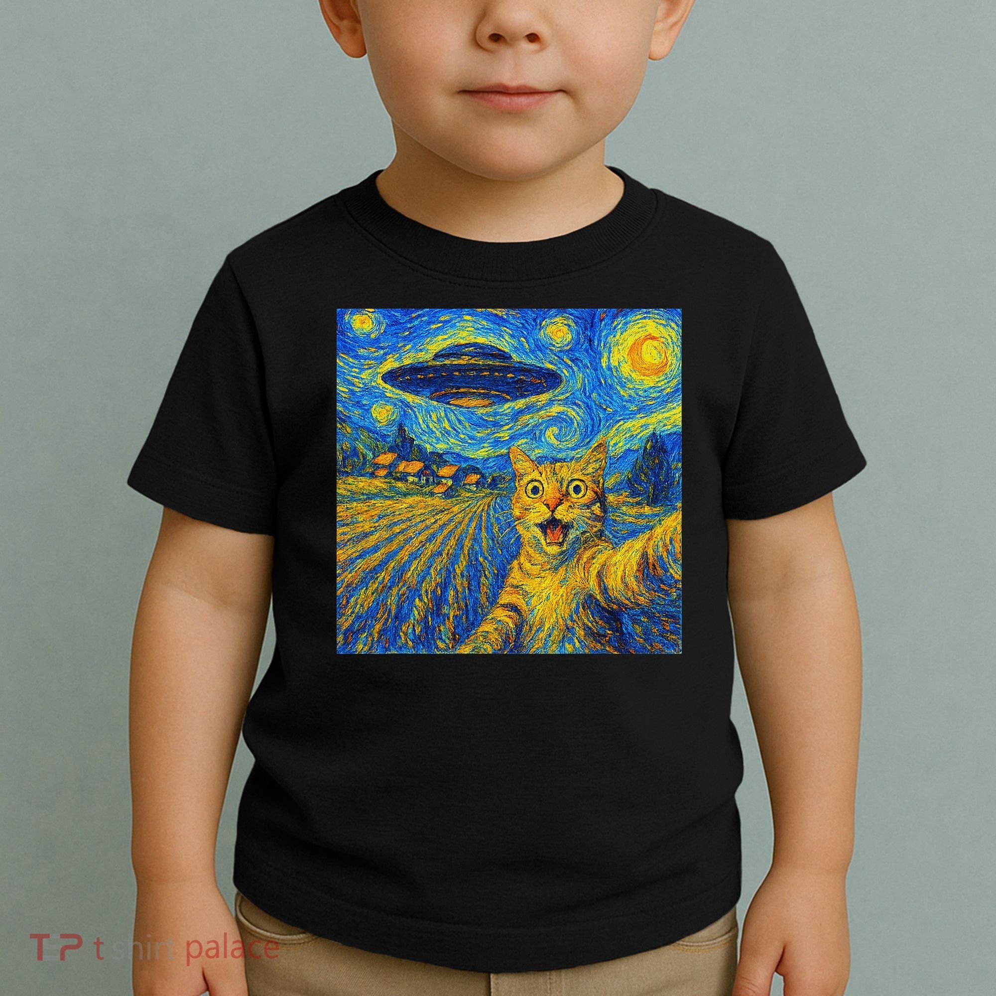Alien Invasion Starry Night Cool Cat Lovers Gift Idea Toddler T-Shirt