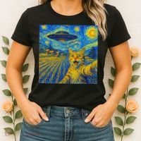 Alien Invasion Starry Night Cool Cat Lovers Gift Idea Women's T-Shirt thumb 2