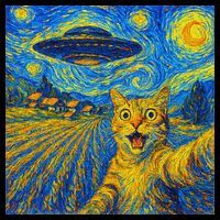 Alien Invasion Starry Night Cool Cat Lovers Gift Idea Women's T-Shirt thumb 6