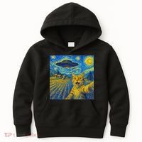 Alien Invasion Starry Night Cool Cat Lovers Gift Idea Kids Hoodie thumb 0