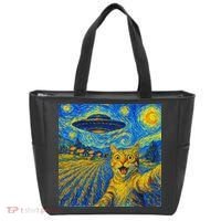 Alien Invasion Starry Night Cool Cat Lovers Gift Idea Tote Bag thumb 0