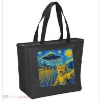 Alien Invasion Starry Night Cool Cat Lovers Gift Idea Tote Bag thumb 2