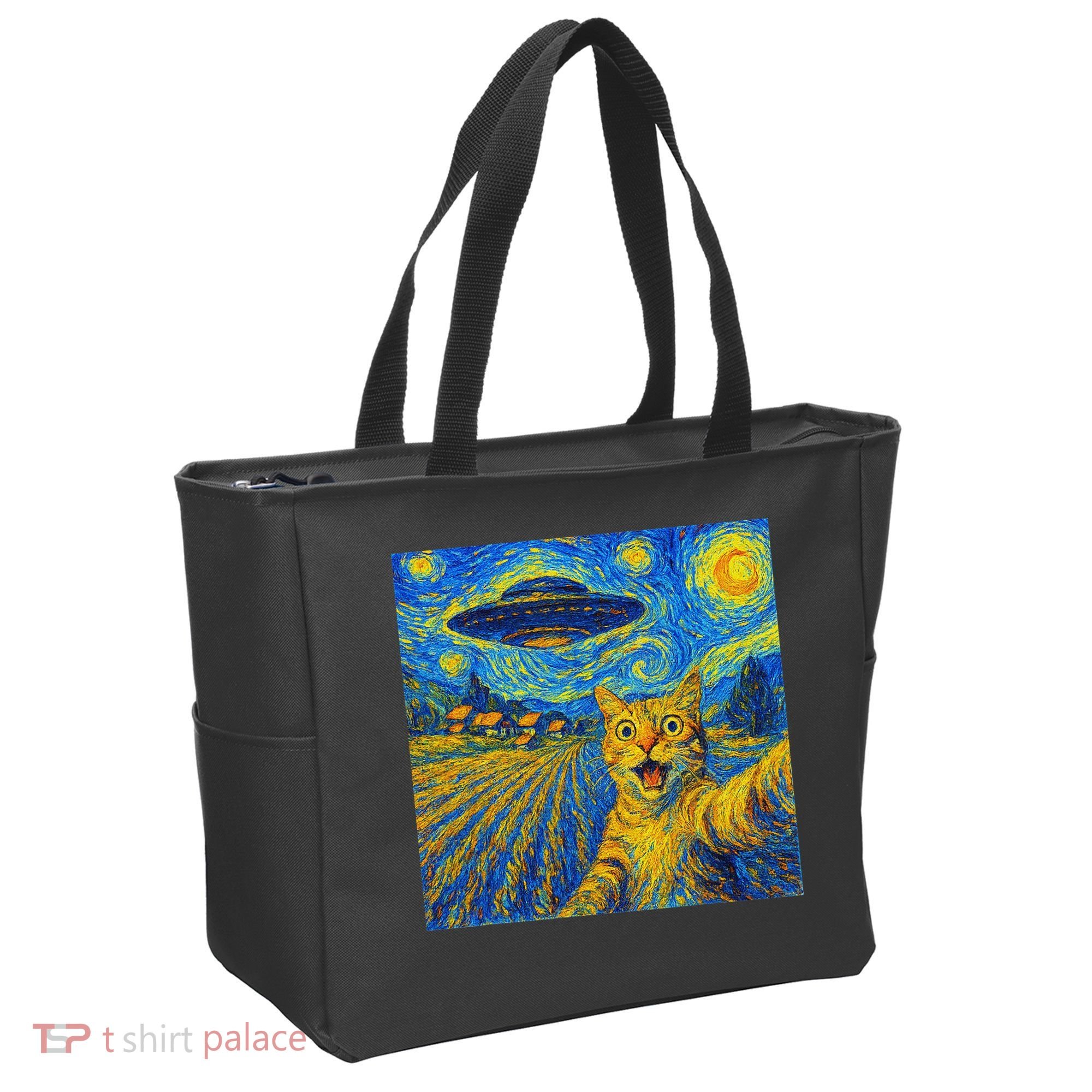 Alien Invasion Starry Night Cool Cat Lovers Gift Idea Tote Bag