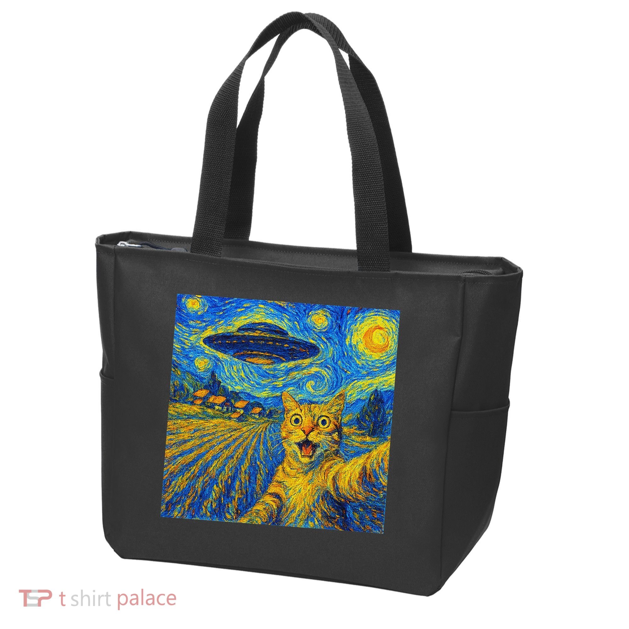 Alien Invasion Starry Night Cool Cat Lovers Gift Idea Tote Bag