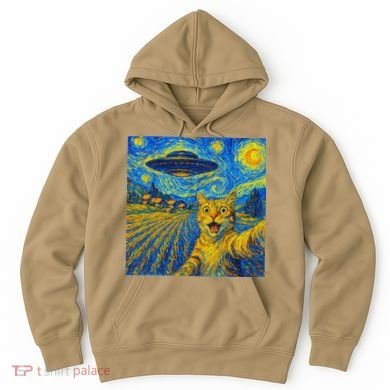 Alien Invasion Starry Night Cool Cat Lovers Gift Idea Hoodie