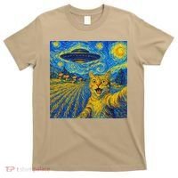 Alien Invasion Starry Night Cool Cat Lovers Gift Idea T-Shirt thumb 0
