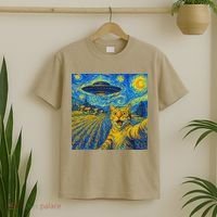 Alien Invasion Starry Night Cool Cat Lovers Gift Idea T-Shirt thumb 2