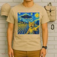 Alien Invasion Starry Night Cool Cat Lovers Gift Idea T-Shirt thumb 6