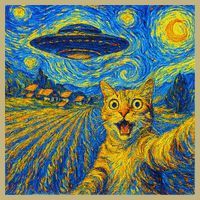 Alien Invasion Starry Night Cool Cat Lovers Gift Idea T-Shirt thumb 7