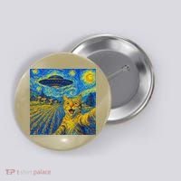Alien Invasion Starry Night Cool Cat Lovers Gift Idea Button thumb 0