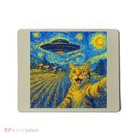 Alien Invasion Starry Night Cool Cat Lovers Gift Idea Mousepad thumb 0