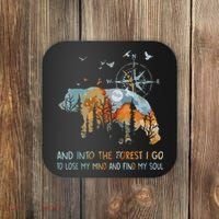 And Into The Forest I Go To Lose My Mind Camping Bear Coaster thumb 0