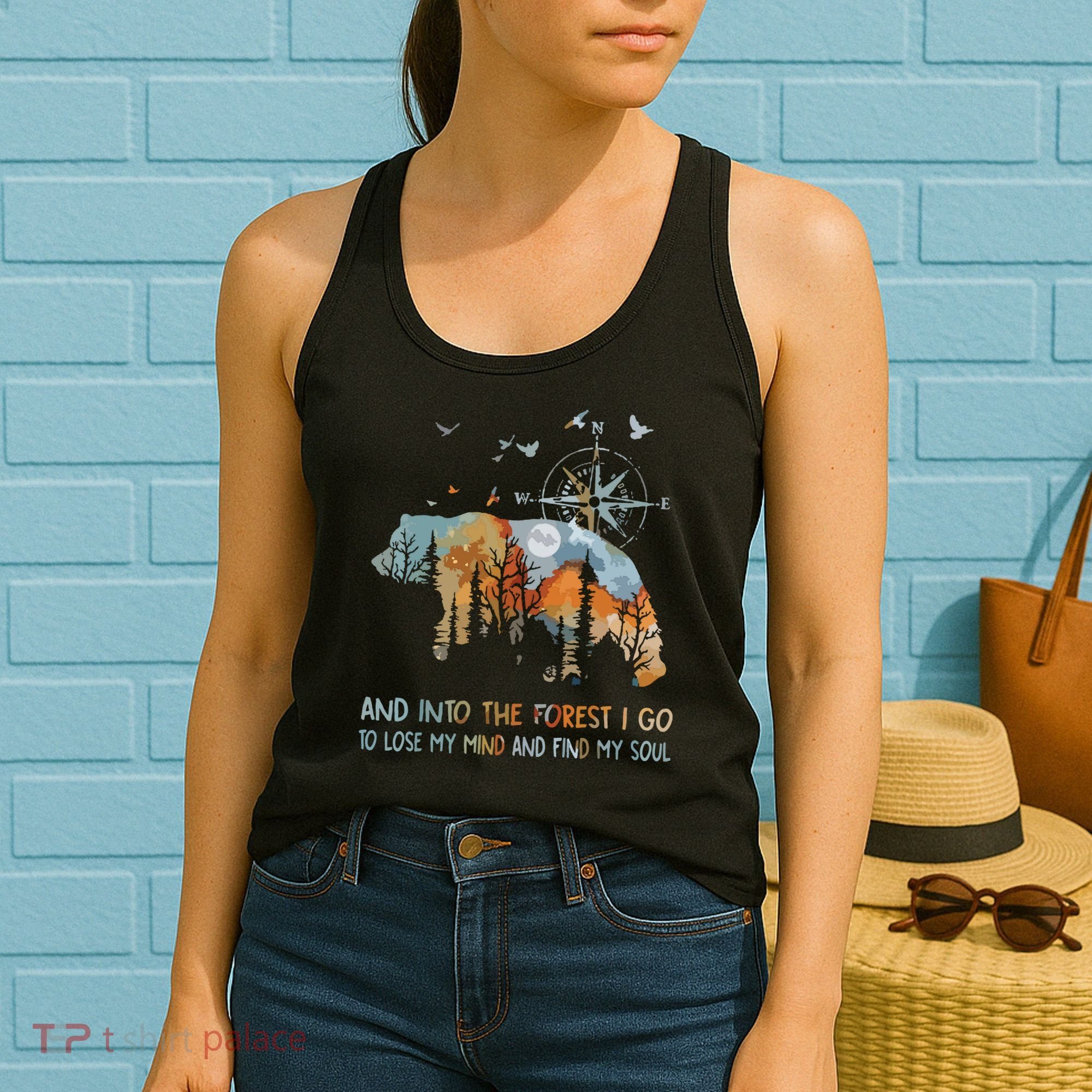 And Into The Forest I Go To Lose My Mind Camping Bear Women's Tank Top