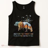 And Into The Forest I Go To Lose My Mind Camping Bear Tank Top thumb 2