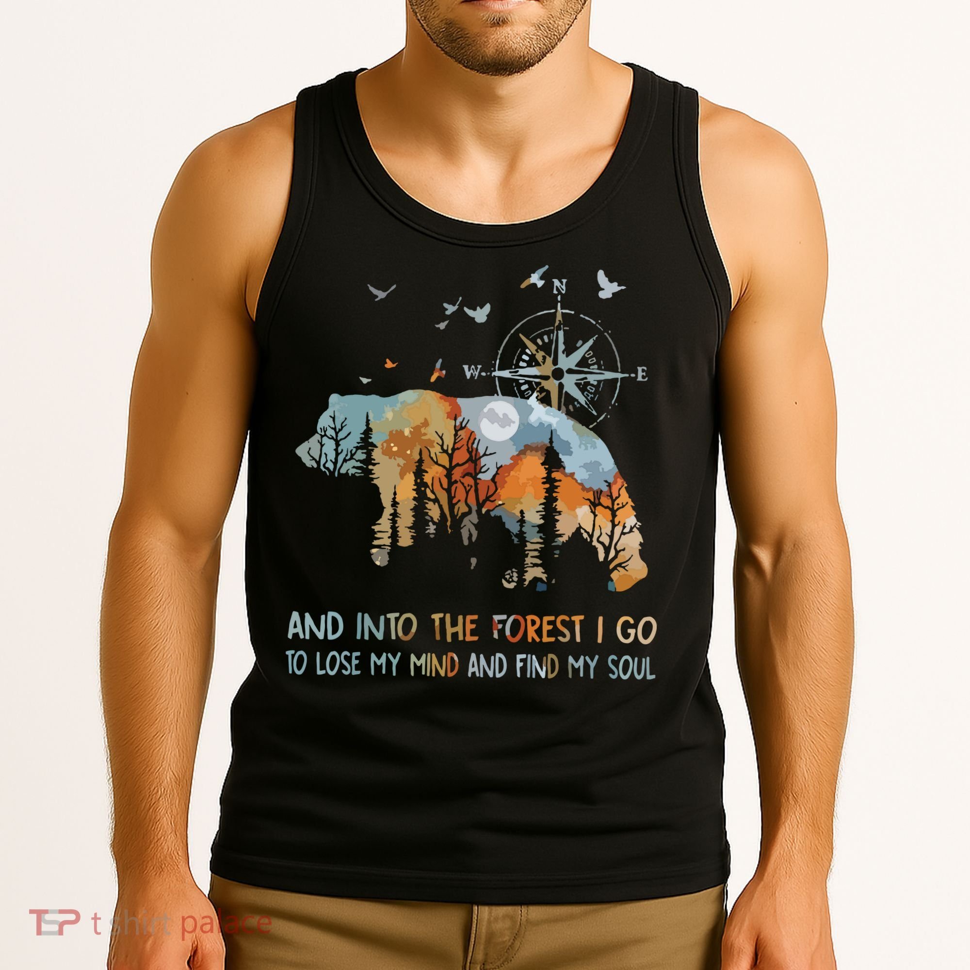 And Into The Forest I Go To Lose My Mind Camping Bear Tank Top