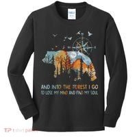 And Into The Forest I Go To Lose My Mind Camping Bear Kids Long Sleeve Shirt thumb 0