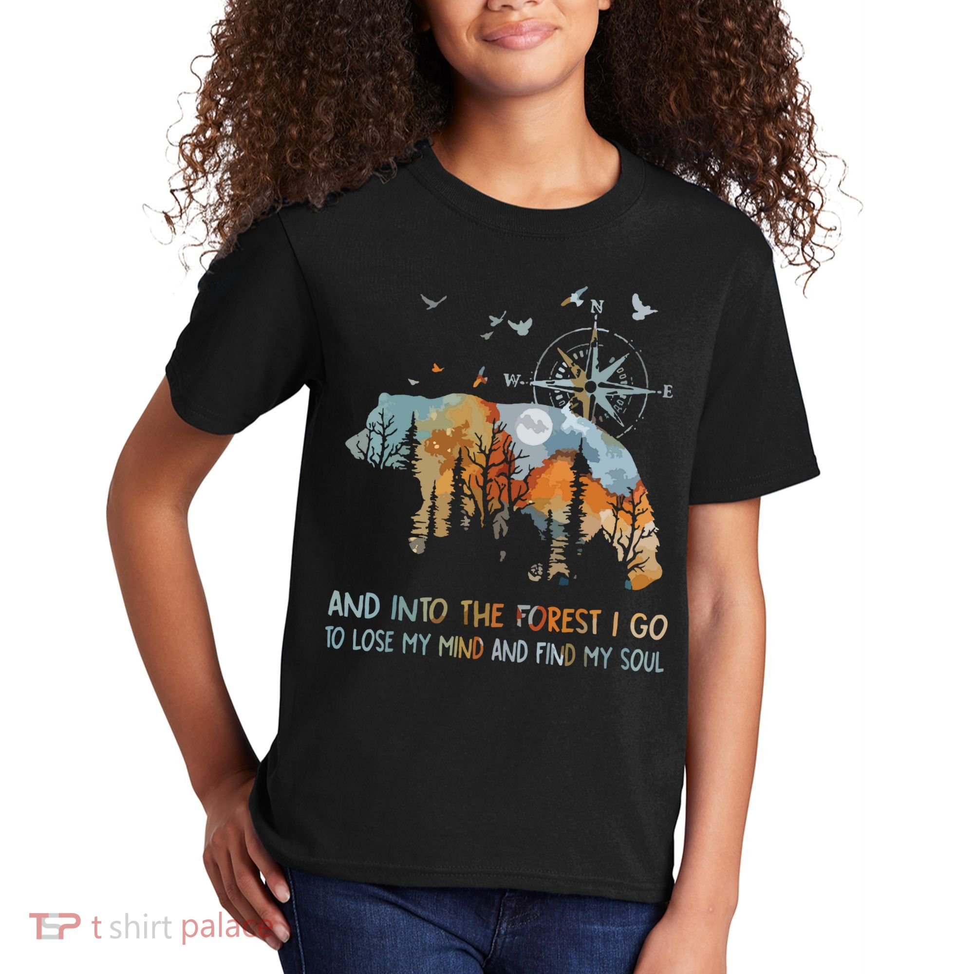 And Into The Forest I Go To Lose My Mind Camping Bear Kids T-Shirt