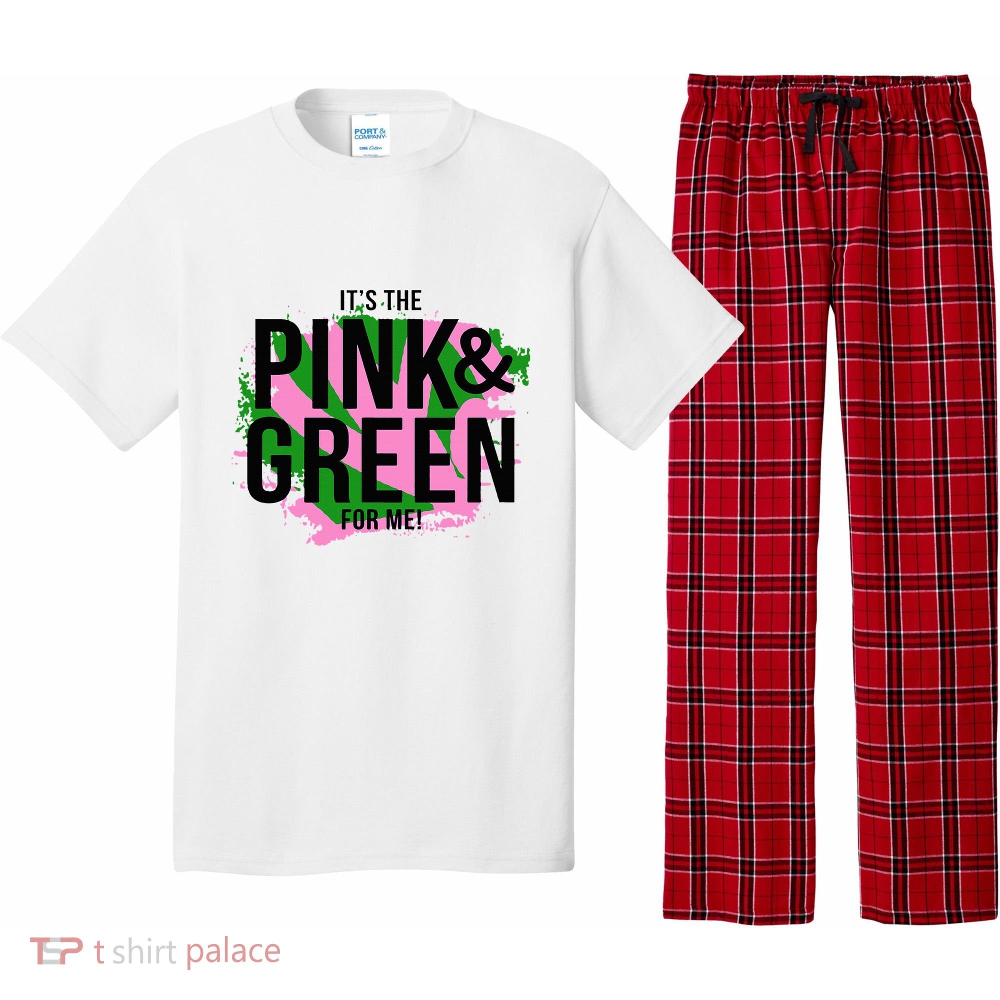 A ItS The Pink And Green For Me Sorority Pajama Set
