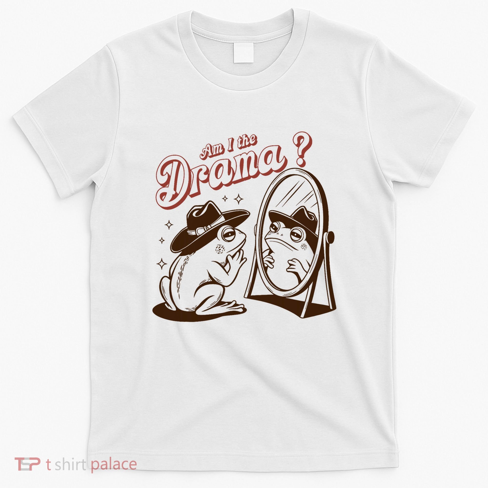 Am I The Drama Funny Vintage Retro Mental Health Cowboy Frog T-Shirt