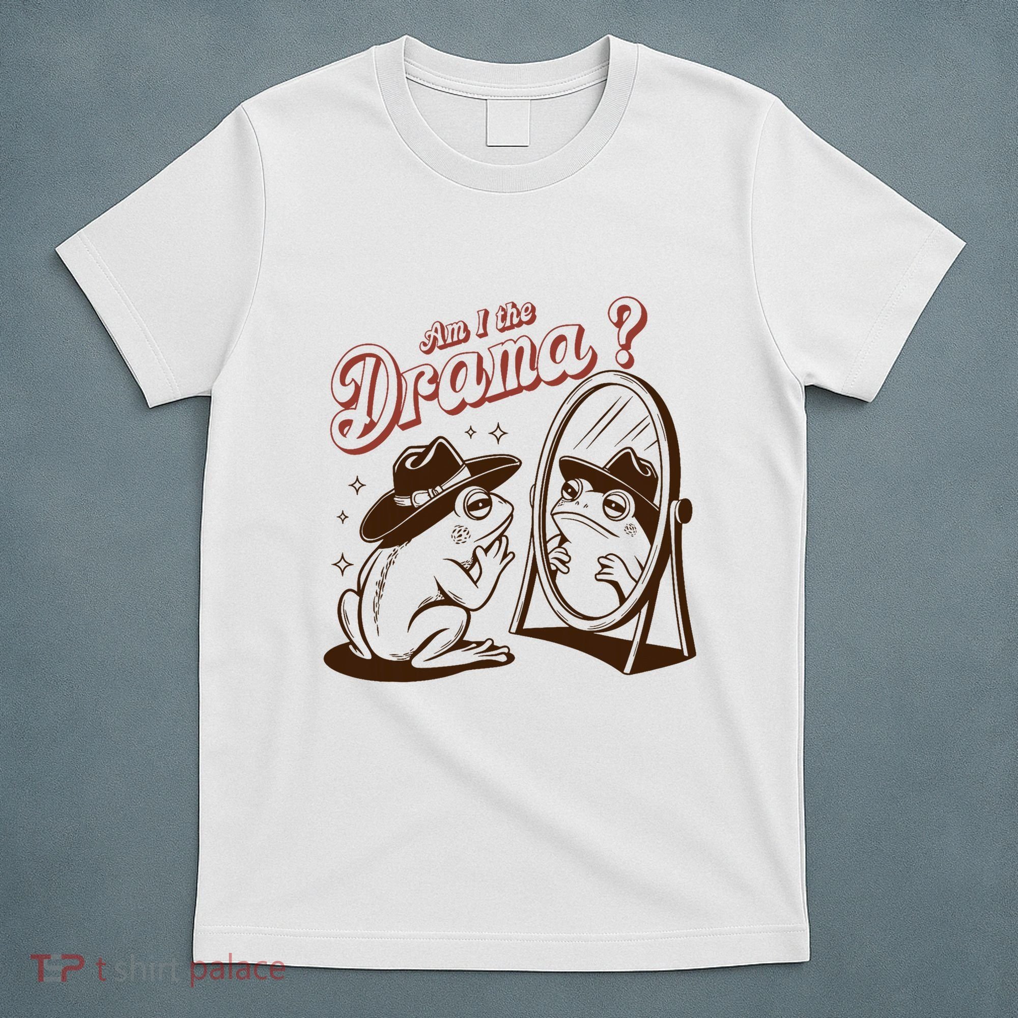 Am I The Drama Funny Vintage Retro Mental Health Cowboy Frog T-Shirt
