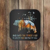And Into The Forest I Go To Lose My Mind Camping Bear Coaster thumb 0