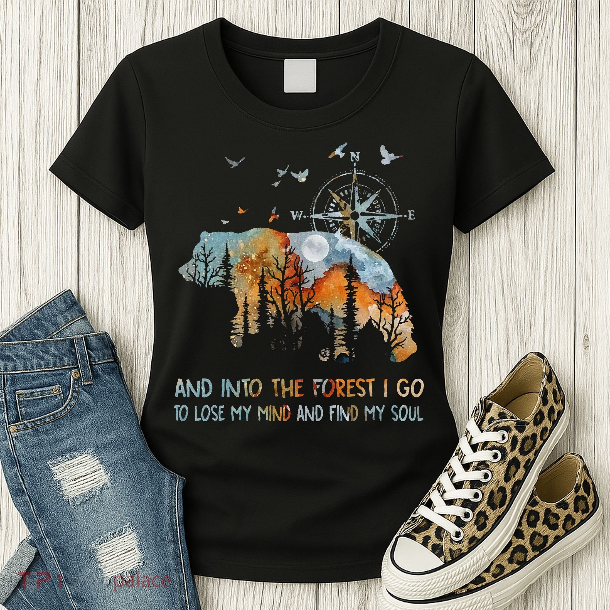 And Into The Forest I Go To Lose My Mind Camping Bear Women's T-Shirt