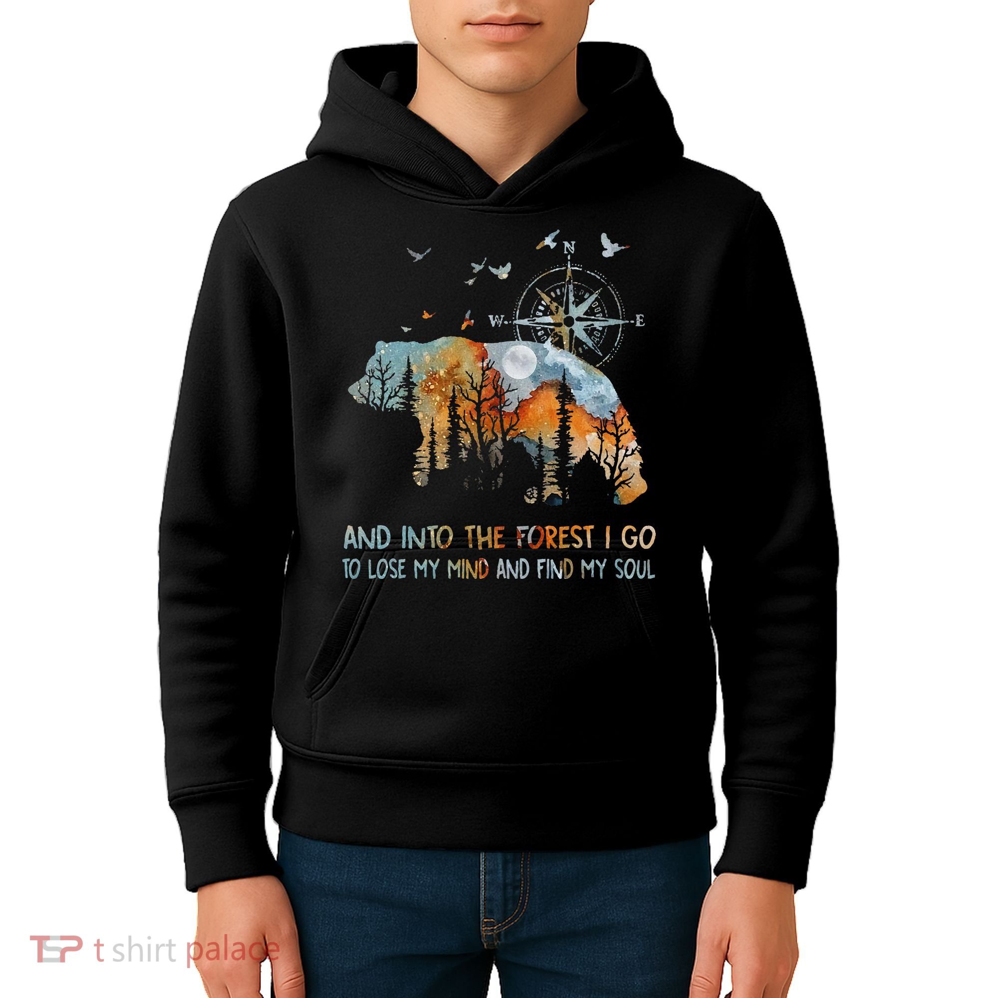 And Into The Forest I Go To Lose My Mind Camping Bear Kids Hoodie