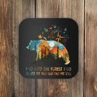And Into The Forest I Go To Lose My Mind Camping Bear Coaster thumb 0