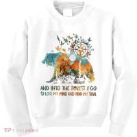 And Into The Forest I Go To Lose My Mind Camping Bear Kids Sweatshirt thumb 0