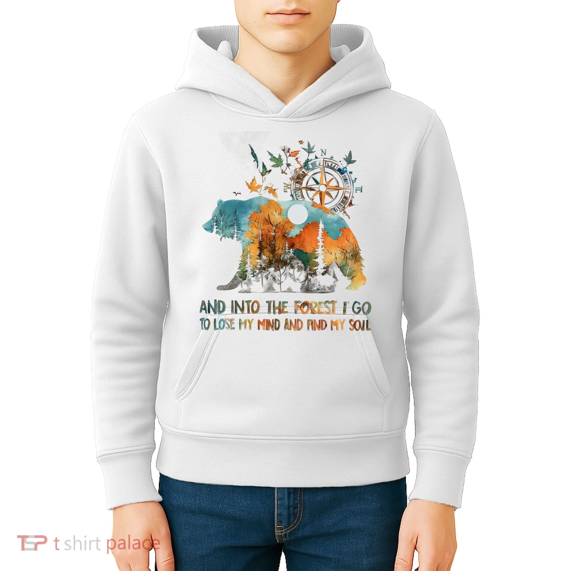 And Into The Forest I Go To Lose My Mind Camping Bear Kids Hoodie
