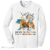 And Into The Forest I Go To Lose My Mind Camping Bear Kids Long Sleeve Shirt thumb 0