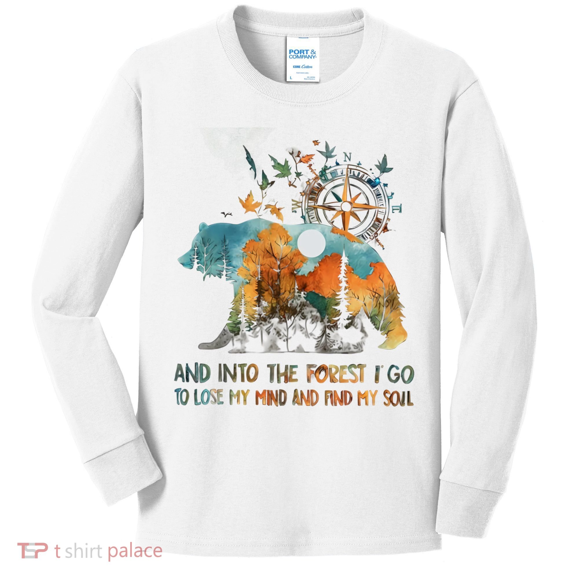 And Into The Forest I Go To Lose My Mind Camping Bear Kids Long Sleeve Shirt