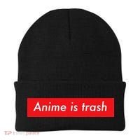 Anime Is Trash Graphic Sarcastic Meme For Gamers Beanie thumb 0