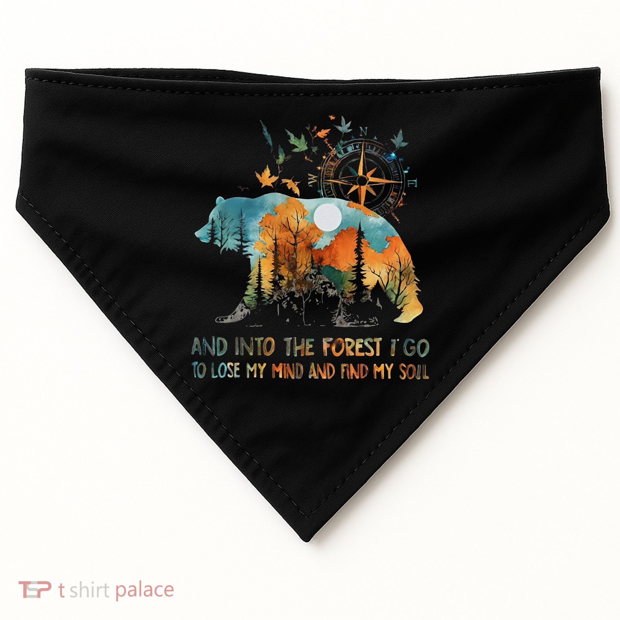 And Into The Forest I Go To Lose My Mind Camping Bear USA-Made Doggie Bandana
