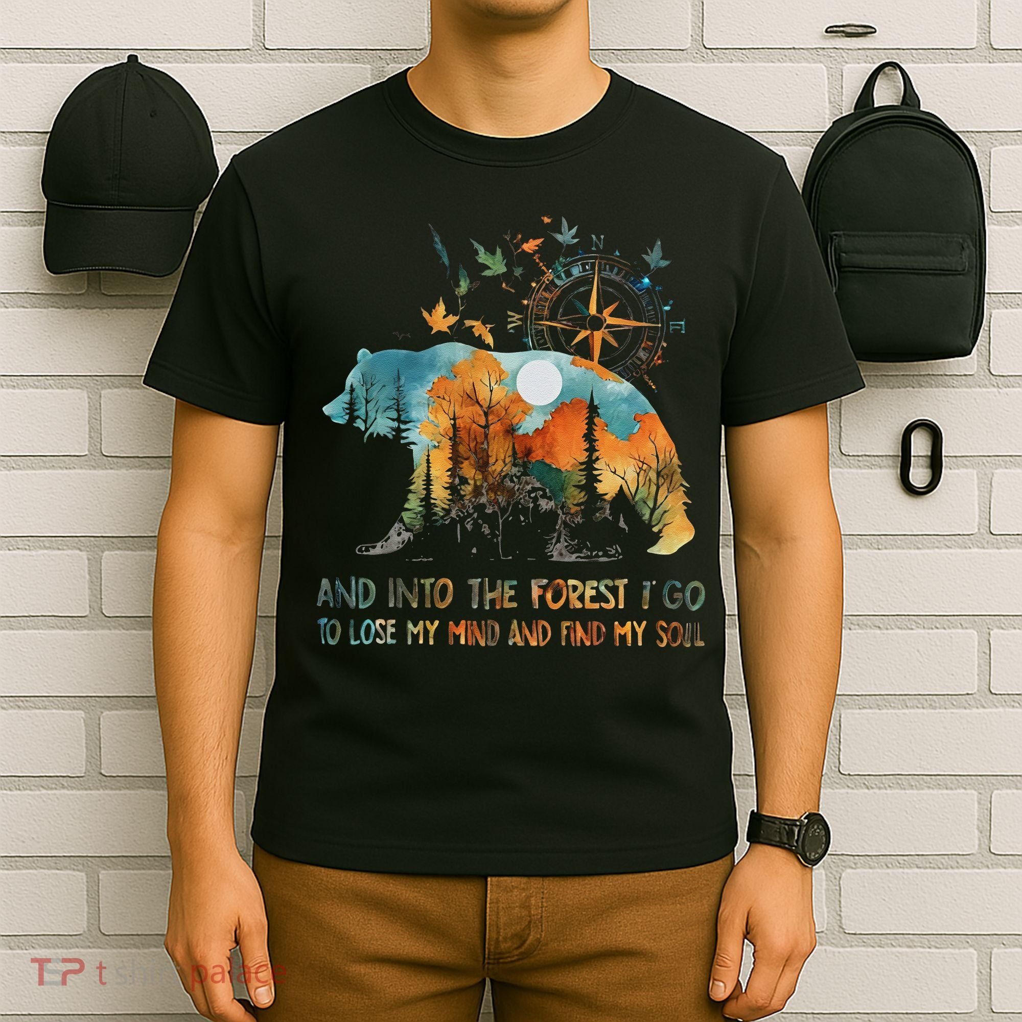 And Into The Forest I Go To Lose My Mind Camping Bear T-Shirt