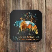 And Into The Forest I Go To Lose My Mind Camping Bear Coaster thumb 0