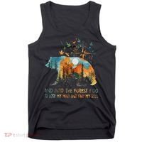 And Into The Forest I Go To Lose My Mind Camping Bear Tank Top thumb 0