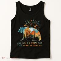 And Into The Forest I Go To Lose My Mind Camping Bear Tank Top thumb 2