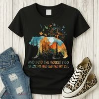 And Into The Forest I Go To Lose My Mind Camping Bear Women's T-Shirt thumb 3