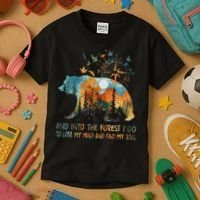 And Into The Forest I Go To Lose My Mind Camping Bear Kids T-Shirt thumb 3