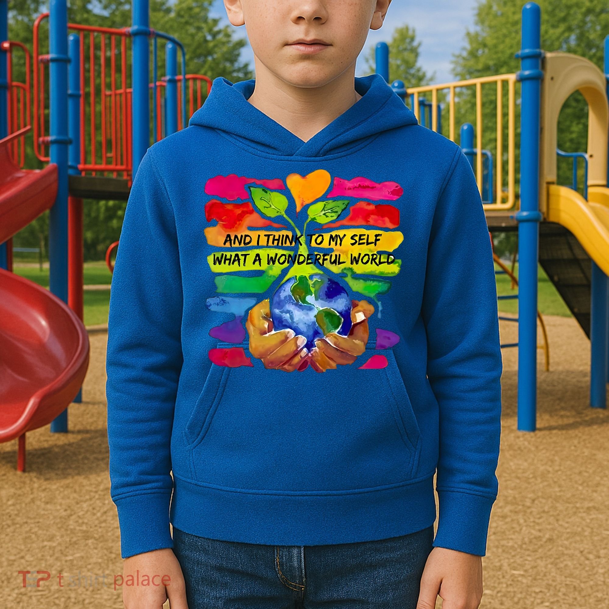 And I Think To My S What A Wonderful World Gift Kids Hoodie