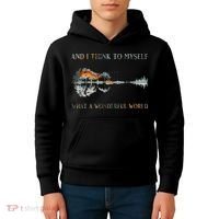 And I Think To Myself What A Wonderful World Guitar Lake Kids Hoodie thumb 4