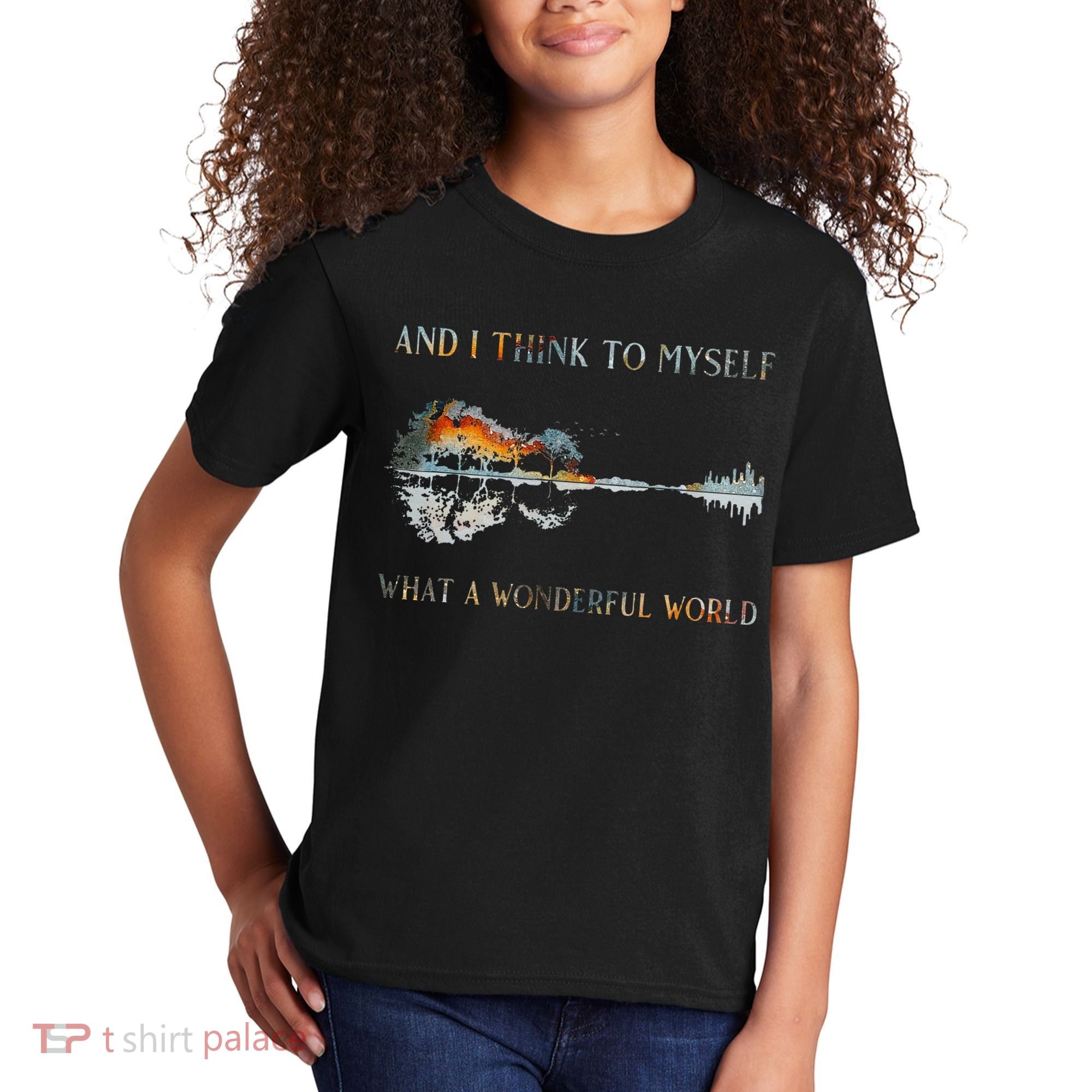 And I Think To Myself What A Wonderful World Guitar Lake Kids T-Shirt