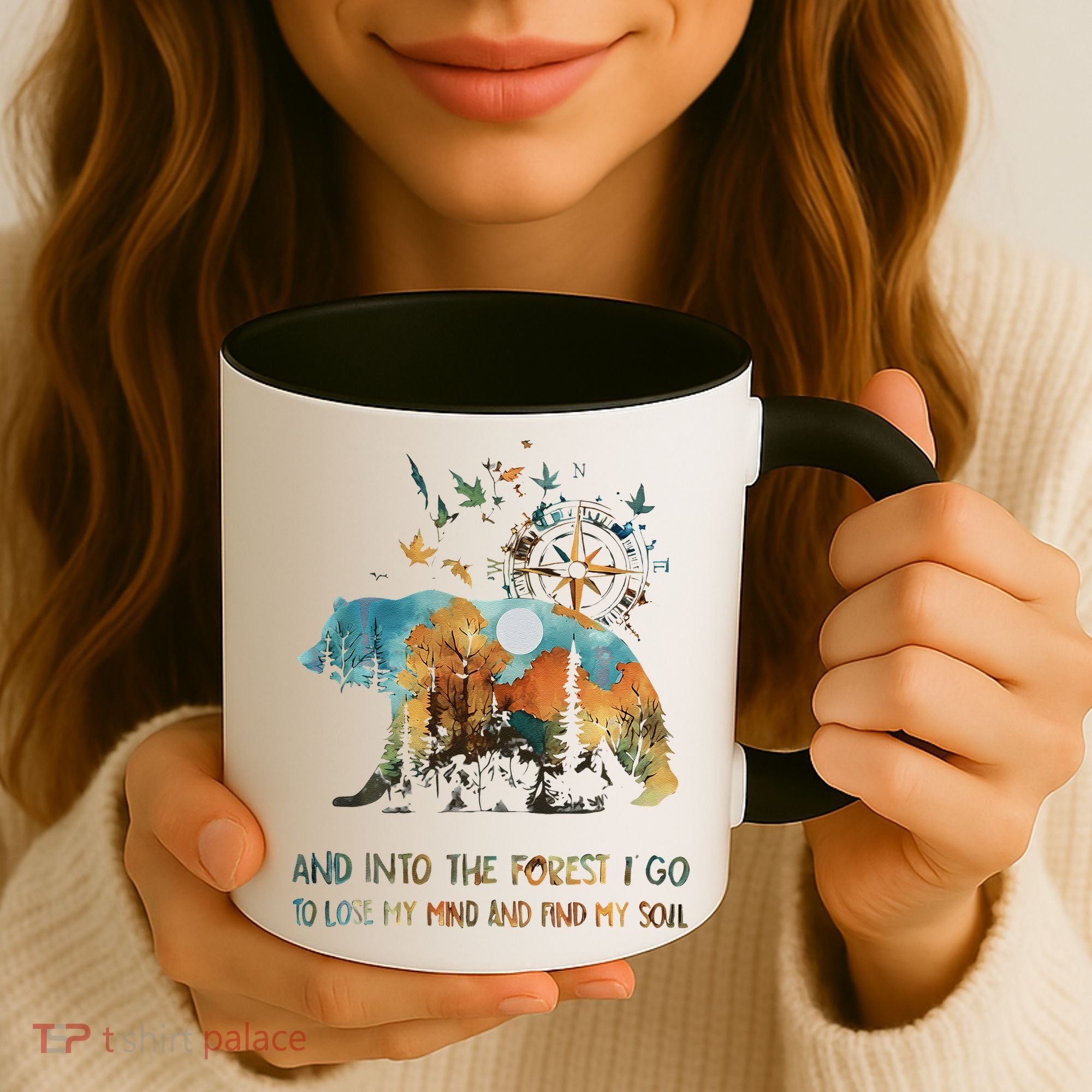 And Into The Forest I Go To Lose My Mind Camping Bear Gift Coffee Mug