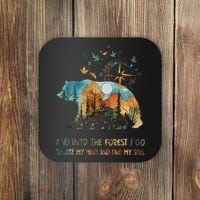 And Into The Forest I Go To Lose My Mind Camping Bear Gift Coaster thumb 0