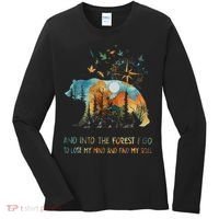 And Into The Forest I Go To Lose My Mind Camping Bear Gift Women's Long Sleeve Shirt thumb 0