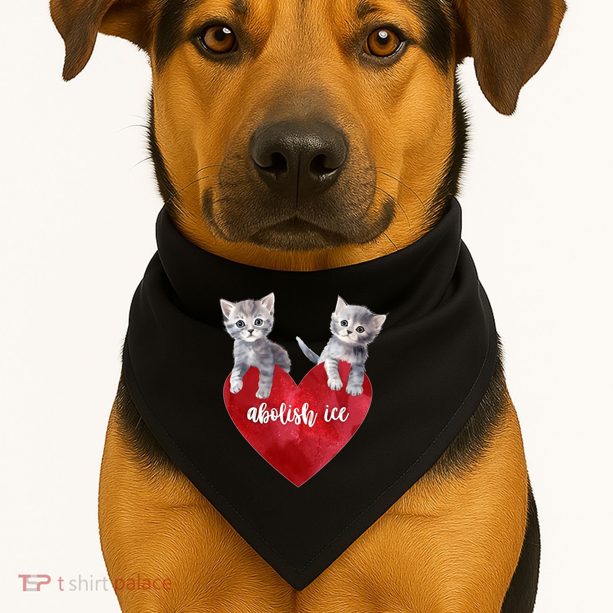 Abolish ICE Valentine Heart Kittens Anti ICE  USA-Made Doggie Bandana